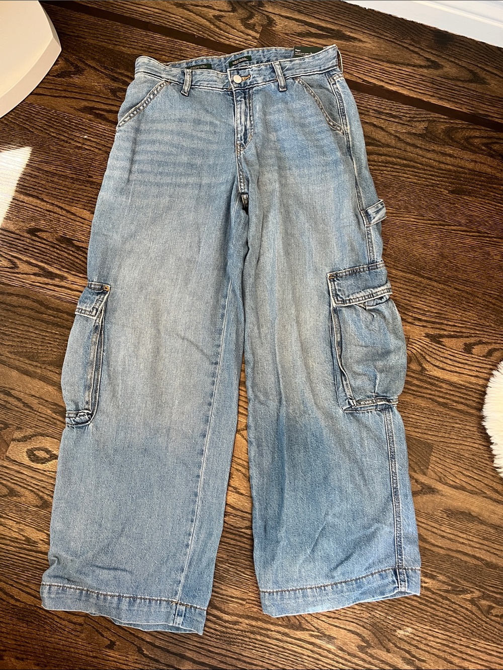 🧋NWT Wild Fable Rigid Denim Mid Rise Cargo Jeans Size 6 | 31" Inseam carpenter - Picture 3 of 12